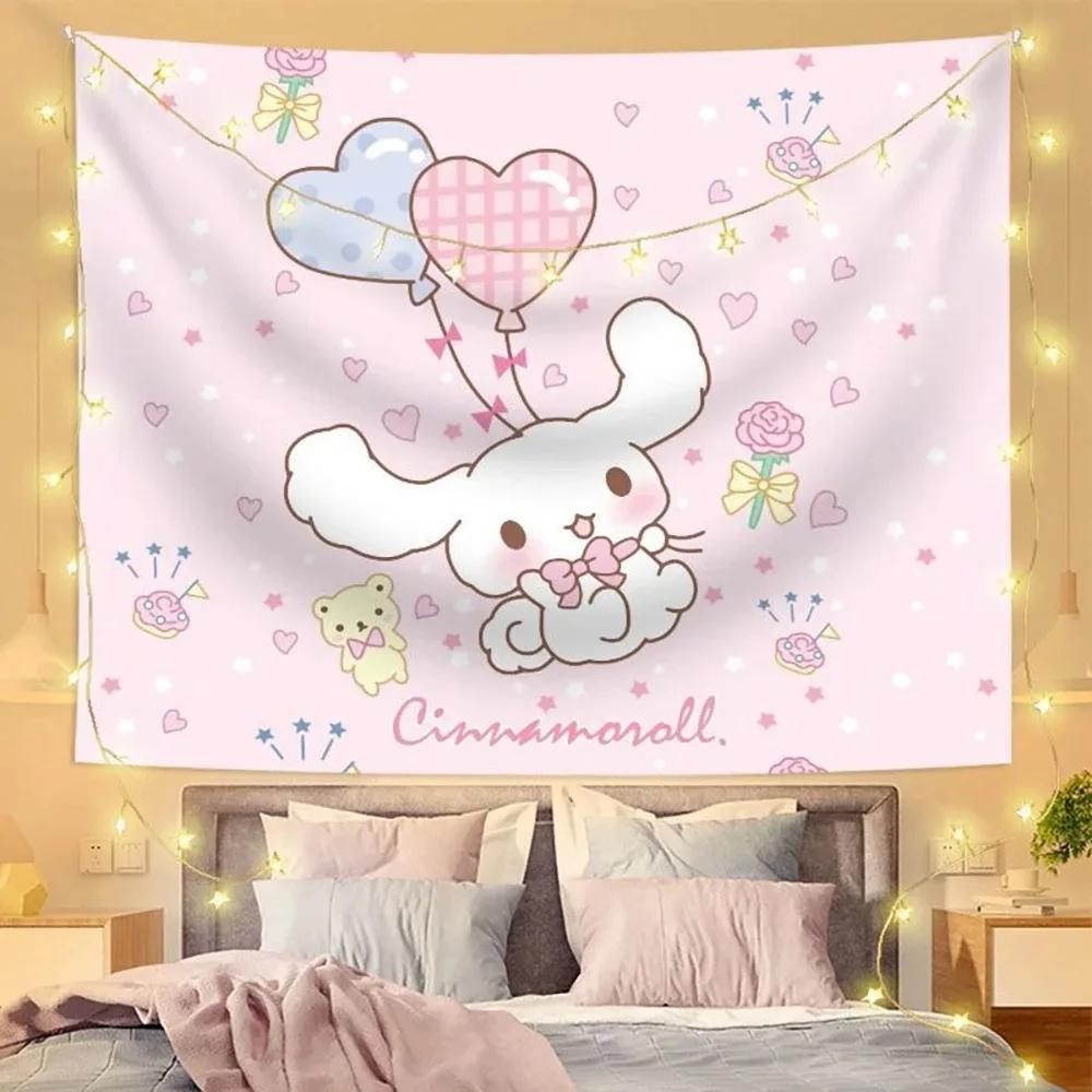 Sanrio Kawaii Cinnamoroll Print Decoration Tapestry Cartoon Aesthetic Decoration Perfect Mural Dormitory Home Decoration