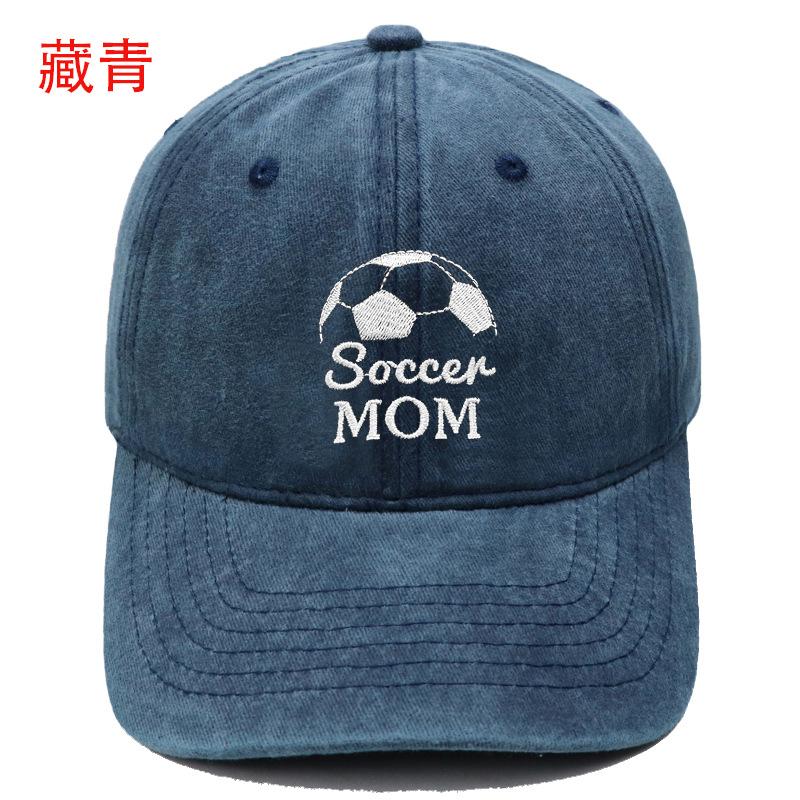 New Soccen MOM football embroidery washed baseball cap men's and women's leisure outdoor sports sun hat