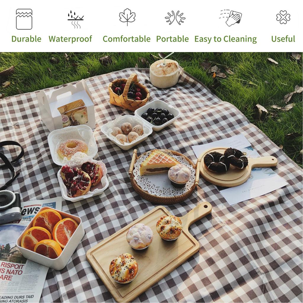 6.5 X 6.5 FT Picnic Blanket Outdoor Extra Large Folding Picnic Mat Waterproof Sandproof Garden