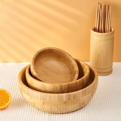 Japanische Salatschüssel aus Holz, große Bambusschüssel, Rührschüssel aus gepulverter Maske, chinesische Medizin, Nudeln, Ramenschüssel, Geschirr
