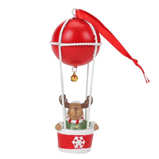 Santa Claus Deer Hot Air Balloon Ornament Iron Father Christmas Hot Air Balloon Decoration Hand-Painted Christmas Tree Decor
