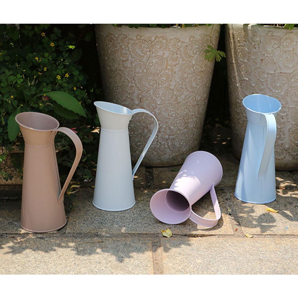 Metalowy dzban wazon na kwiaty Szykowny wiejski dzbanek dekoracyjny Galwanizowany metalowy wazon na kwiaty Biały wazon