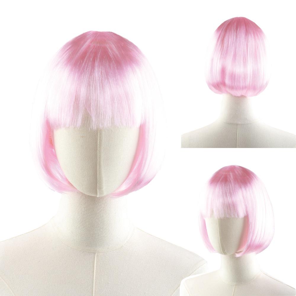 Funny Short Bob Wigs Xmas Wig Halloween Cosplay Anime Wigs Colored Straight Hair Stage Show