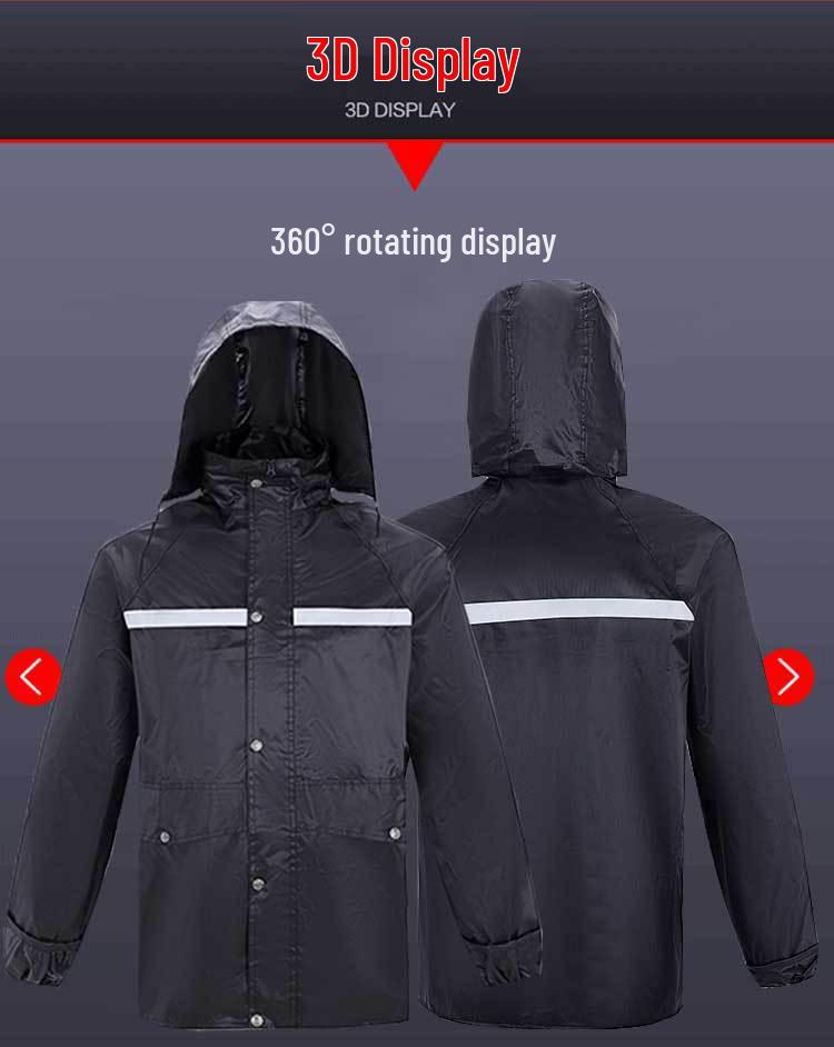 Black Reflective Raincoat & Pants for City Management and Emergency Riding