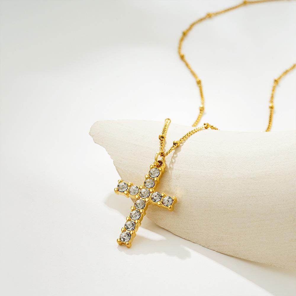 New Necklace Simple Retro Stainless Steel Drip Cross Pendant Necklace