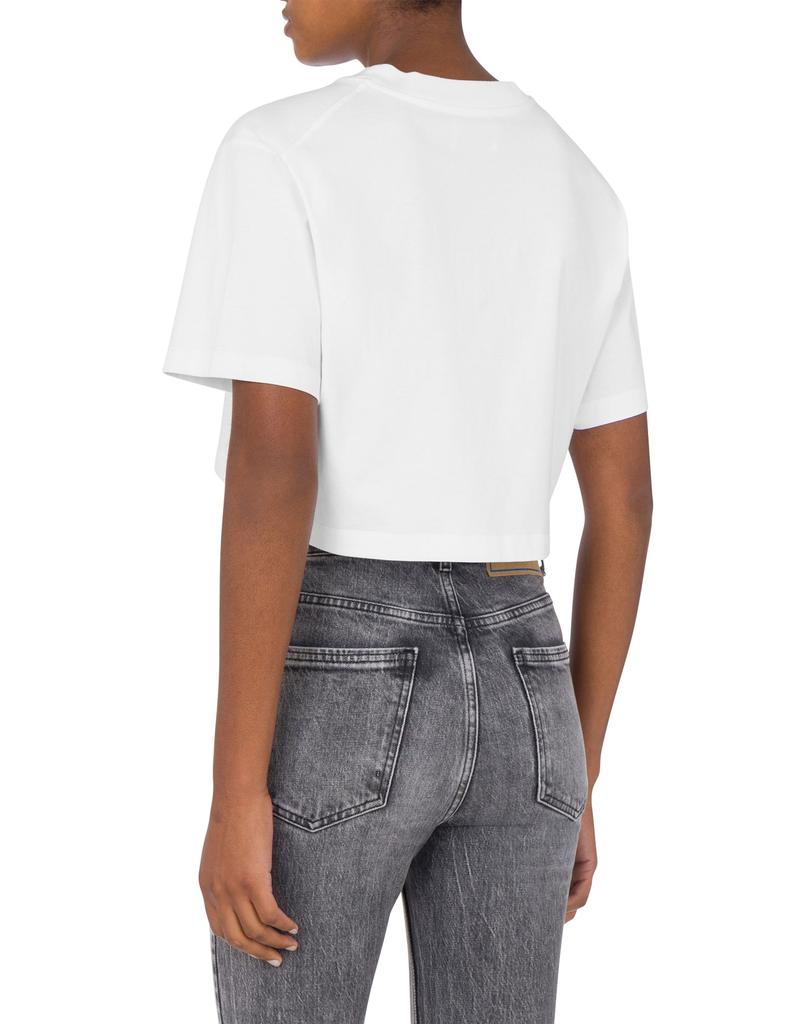 MOSCHINO Jeans Crop Hiking Cotton Jersey T-Shirt