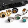 Stylish Square Natural Stone Ring for Men,Waterproof Stainless Steel Signet Ring,Birthday Party Gift for Him Dad