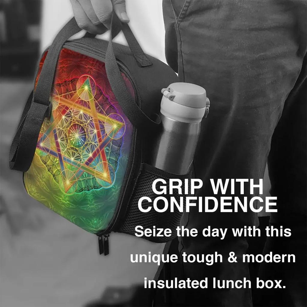Metatron's With Merkabah And Flower Of Life Lunch Boxes for Sacred Geometry Thermal Cooler Food Insulated Lunch Bag Kids