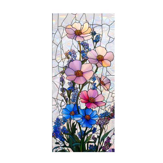 Rainbow Window Privacy Film, Decorative Static Cling Stickers, Heat Control & UV Blocking Glass Cling, Waterproof 100x45cm Static Glass Sticker for