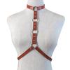 Adjustable Faux Leather Halterneck Choker Ring Waist Belt Body Chain Harness