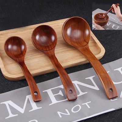 Long Handle Tableware Rice Utensils Soup Scoops Wooden Spoon Natural  Kitchen Supplies