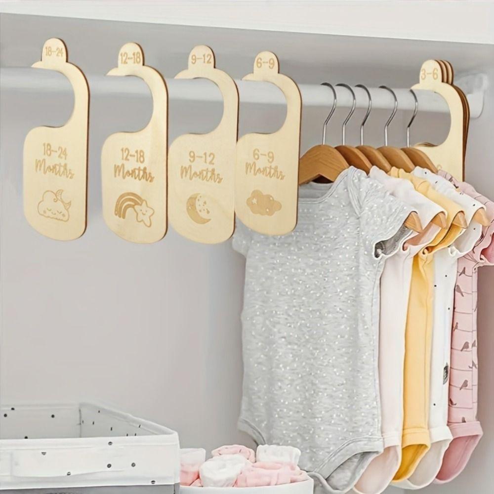 7/8Pcs Label Assortment Infant Wardrobe Divider Wood Nursery Clothes Organizers Home