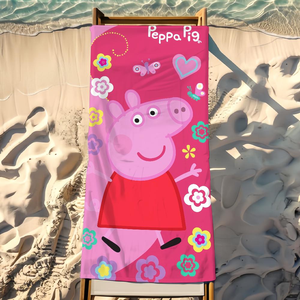 Cartoon P-Peppa Towel P-Pig Beach Towel Travel Lightweight Skin Friendly for Pool Beach Camping Cruise Summer