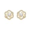 2026 New Exquisite Hollowed Out Pearl Flower Earrings Party Girls' Luxury Jewelry Korean Fashion Accessories For Woman’s Earring