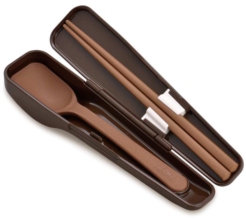 Thermos Spoon and Chopsticks BW Set, Brown, CPE-001