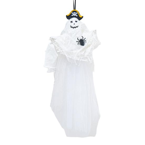 Halloween Hanging Ghost Decoration Spooky Flying Pirate Ghost Holding Pumpkin/Bat/Spider for Indoor And Outdoor Tree Decor