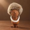 NordicThemed Wooden Figurine Nordic with Faux Fleece Hair Compact Tabletop Display