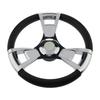 Boat Steering Wheel with Polished Chromed ABS Spoke & Center Inserts Keyed Hub