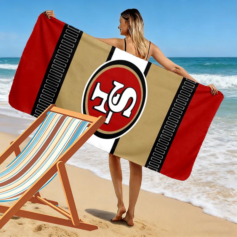 Telo da Spiaggia Stampa San Francisco 49ers, Grande Morbido Asciugatura Rapida per Spiaggia Campeggio Nuoto