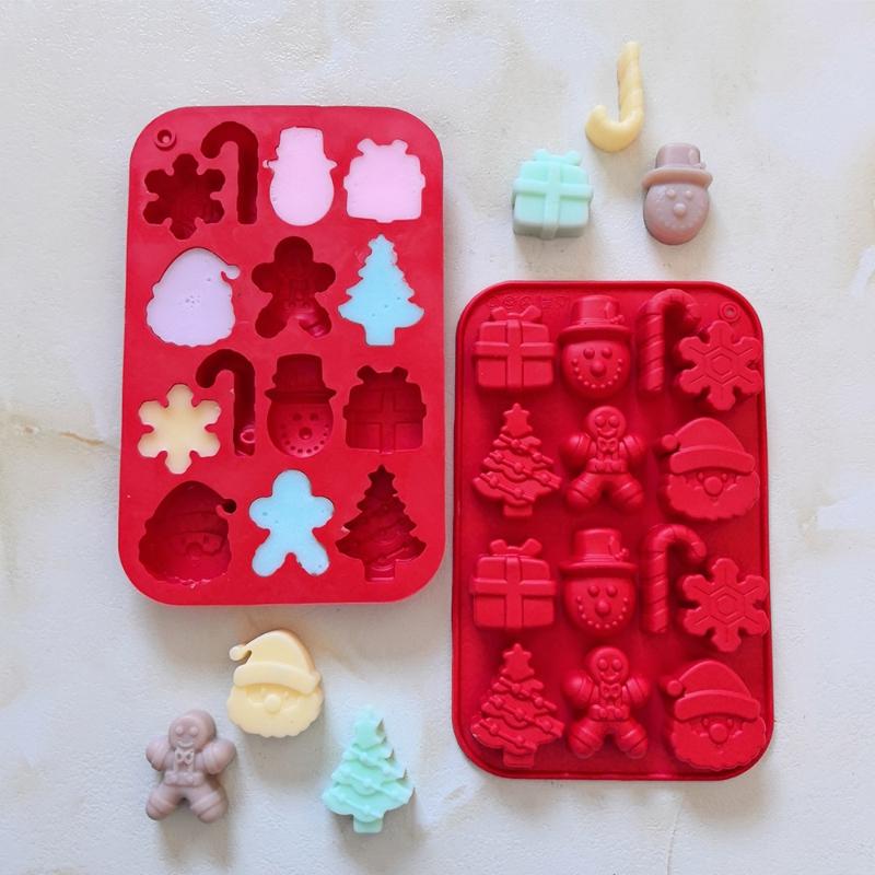 Silicone Christmas Chocolate Molds Snowflake Xmas Tree Gingerbread Man Candy Cookie Moulds Diy Baking Tool New Year Cake Decor