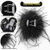 Fumede Women's Ostrich Feather Hair Claw Clip Set