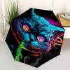 1pc Psychedelic Cat Automatic Open/Close Umbrella - Compact Travel Umbrella, 8-Rib Heavy-Duty Construction, Ideal Gift, 28056