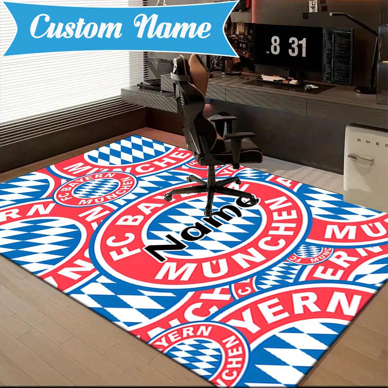 Custom Name Bayern Crest Rug Game Carpet, Floor Mat for Bedroom Living Room Entryway Rug, Home Decor Idea Gift for Christmas birthday