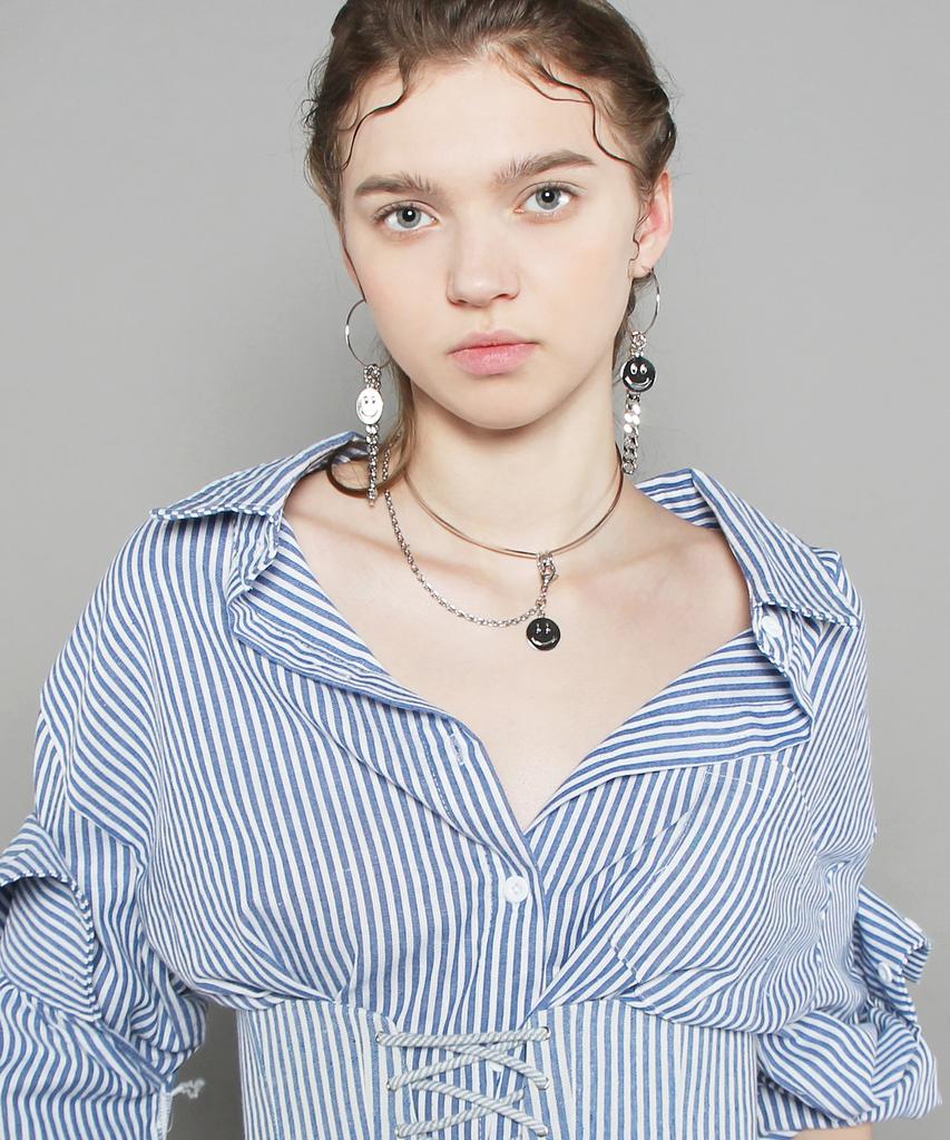 De La Lune Silver Smile Chain Hoop Earrings [Dl17Sser02Svf]
