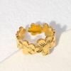 Stainless Steel Vintage Flower Rings Gold Silver Color Adjustable Open Finger Rings for Women Girls Accessories Gifts