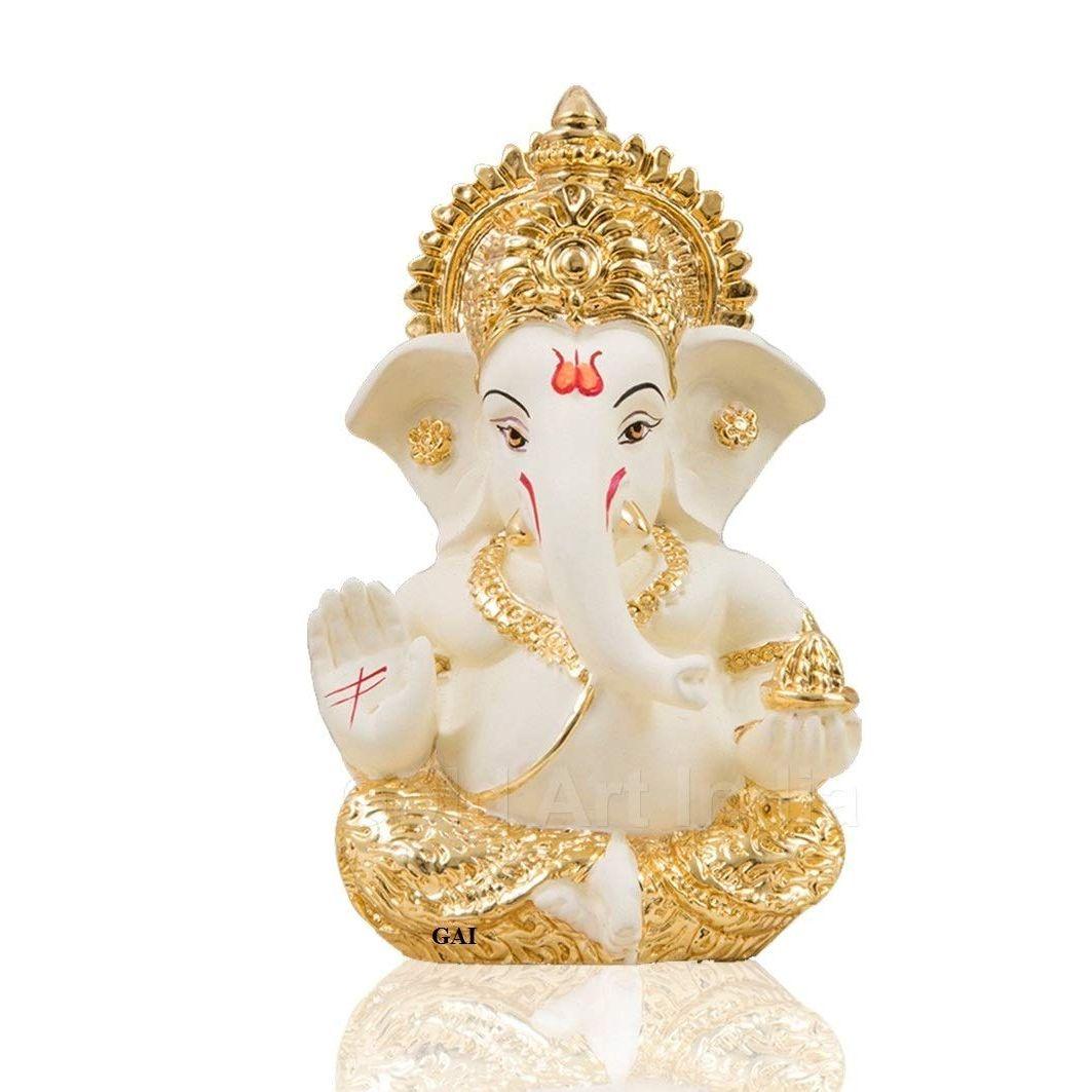 

Ганеша позолоченная статуэтка для приборной панели автомобиля Мурти Ганеши Статуэтка Ганапати для домашнего декора Пуджа Статуя Господа Ганеши Подарок для офиса