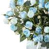 Artificial Flower with Green Leaves 15 Head Fake Silk Flower DIY Wedding Floral Arrangement Home Office Party Faux Bloom Decoration