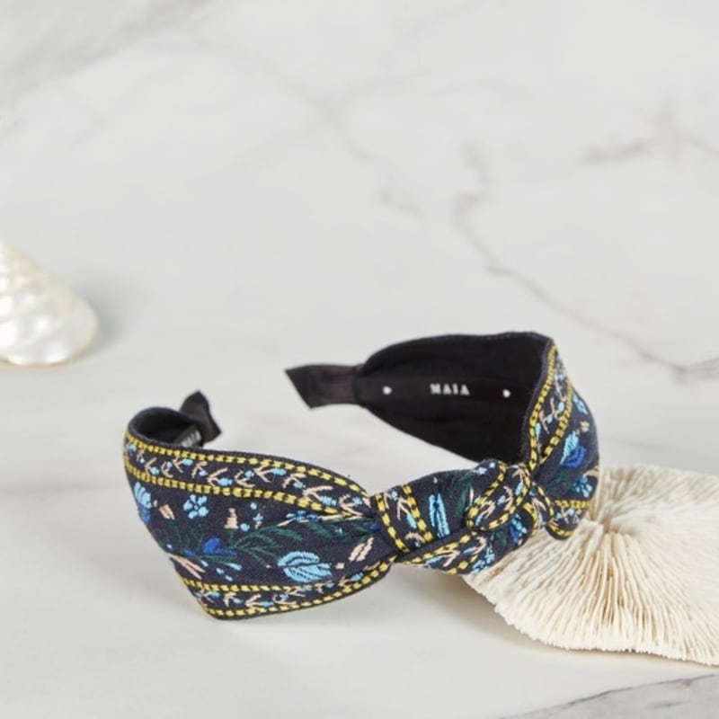 

MAIA Королевская жаккардовая повязка для волос - Темно-синий Navy