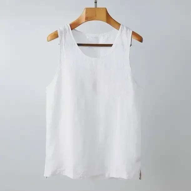 Men's European Yarn-Dyed Linen Vest - Breathable & Loose-Fit for Summer