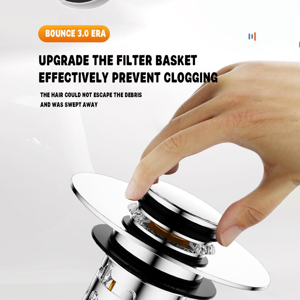 Upgraded 4-in-1 Bathroom Sink Strainer, Universal Up Sink Stopper With 2-Layer Detachable Hair Catcher Filter Basket, Fit 1.1-2.36 US Basin, Anti-Cl
