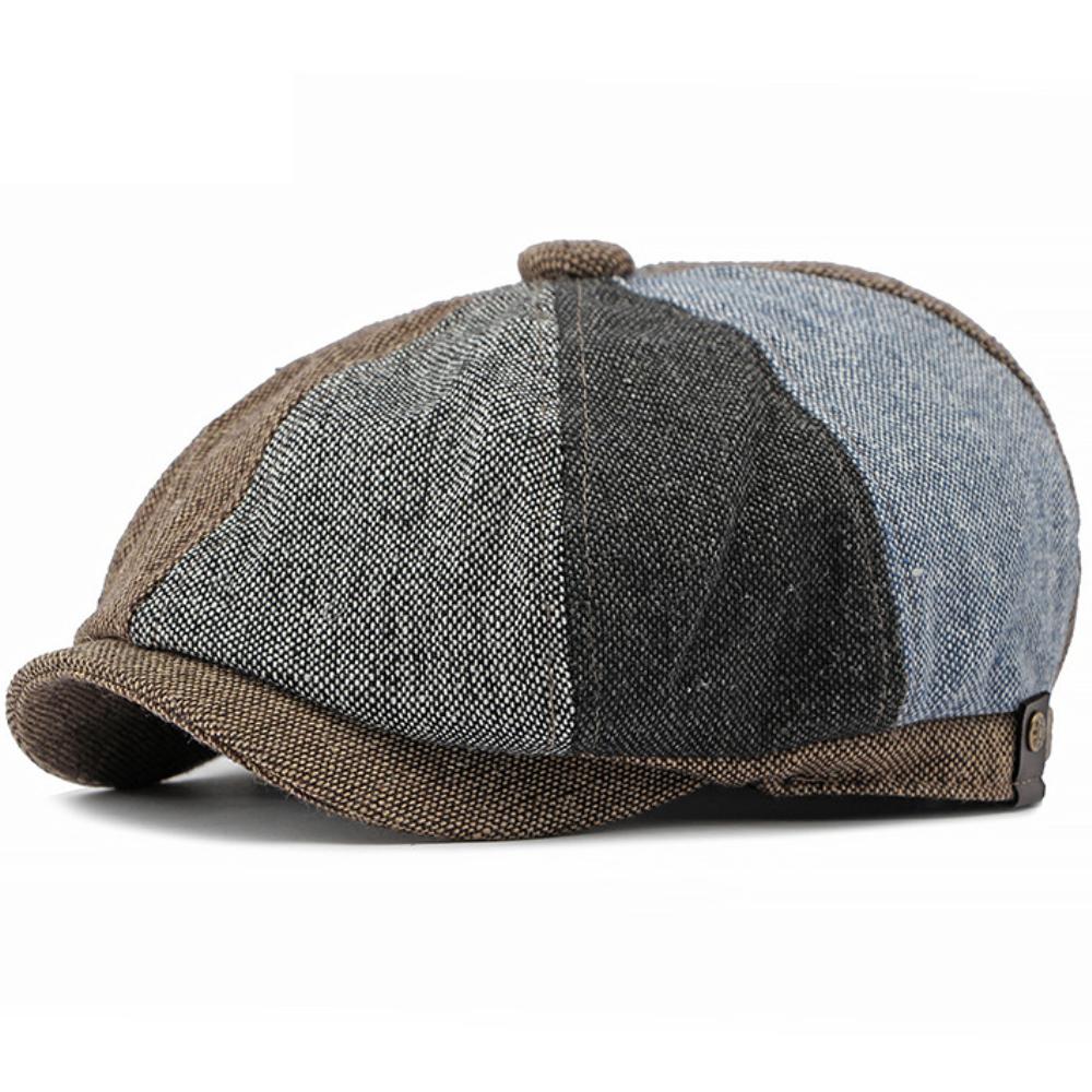 HT4665 Baskenmützen für Herren Damen Künstler Maler Baskenmütze Männlich Weiblich Verstellbar Efeu Flache Kappe Frühling Sommer Leinen Achteckige Baskenmütze