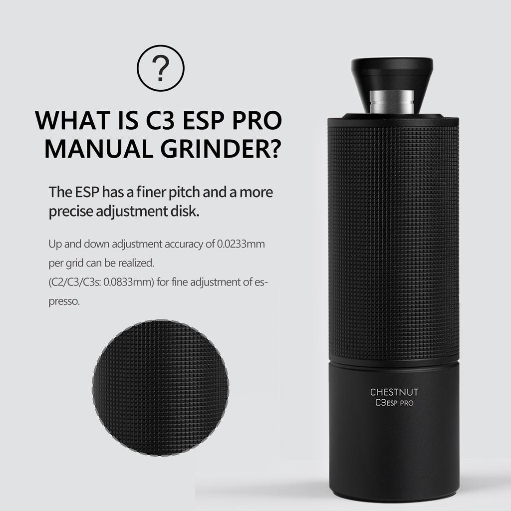 TIMEMORE C3 ESP Pro Coffee Mill Manual Espresso Time More 25g Capacity with CNC Stainless Steel Conical Burr, Internal Adjustable Settings, Double