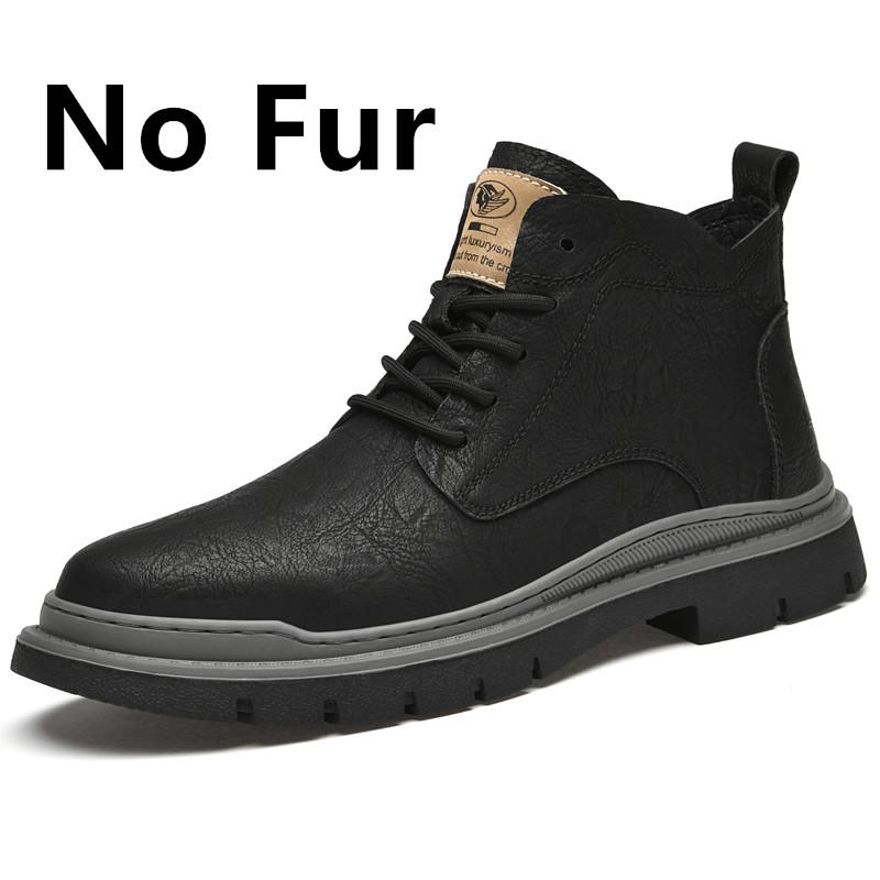 

Spring Autumn Cloth Boots British Style Adulto Men Shoes Warm with Fur Plush Hight-Top Casual Leather Men s Shoes Boots 37