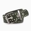 Full Metal Eyelet Nylon Waist Belt Hollow Out Punk Style Belt Streetwear Belt  For Men Women