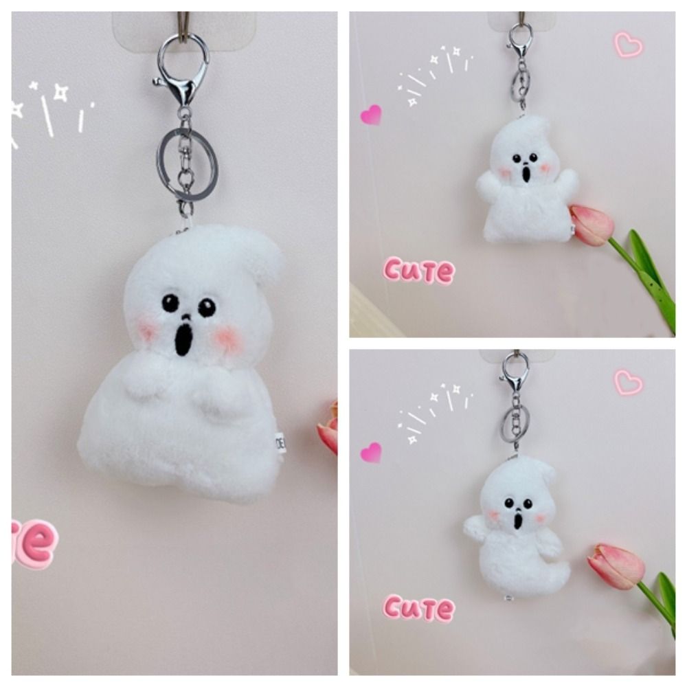 Cartoon Funny Little Ghost Plush Keychain Plush Doll Ghost Decoration  Birthday Gift