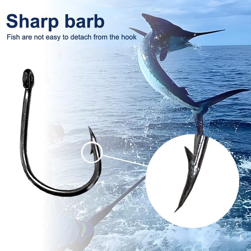 Fishhooks Strong Sharp Silver Circle Fishhook 3#-12# Jig Barbed Pesca Sea Fishing Set Portable Fishing Tackle Accessories