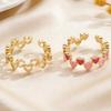Women Ring Opening Adjustable Lightweight Finger Ring Golden Plated Hollow Heart Design Finger Band Jewelry Gift