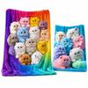 150x130cm Plush Blanket Rainbow Gradient Nap Blanket Cat Print Blanket  for Kids Room Home Travel
