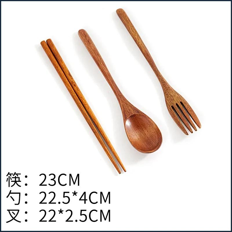 Handmade Japanese Natural Wood Chopstick, Spoon and Fork Set with Gift Pocket, Bamboo Chopstick Dropshipping, 1Pairs