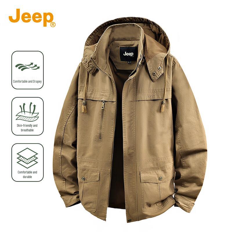 JEEP Men's American Retro Hooded Workwear Jacket