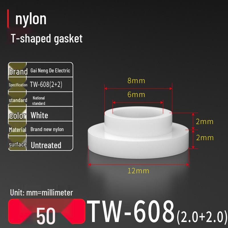 T-Shaped Nylon Gasket Ring Screw Shaft Sleeve with Concave-Convex Insulation Pad M2