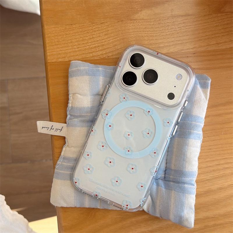 

Fresh Blue Floral Magnetic Case for iPhone 17/16 Pro Max/15/14 - Women s Edition iPhone 15