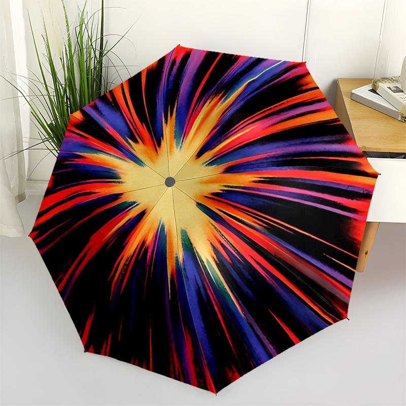 1PC Explosion Artwork Automatic Folding Umbrella Portable Collapsible 8-Rib Umbrella for All Seasons, Casual Outdoor Accessory