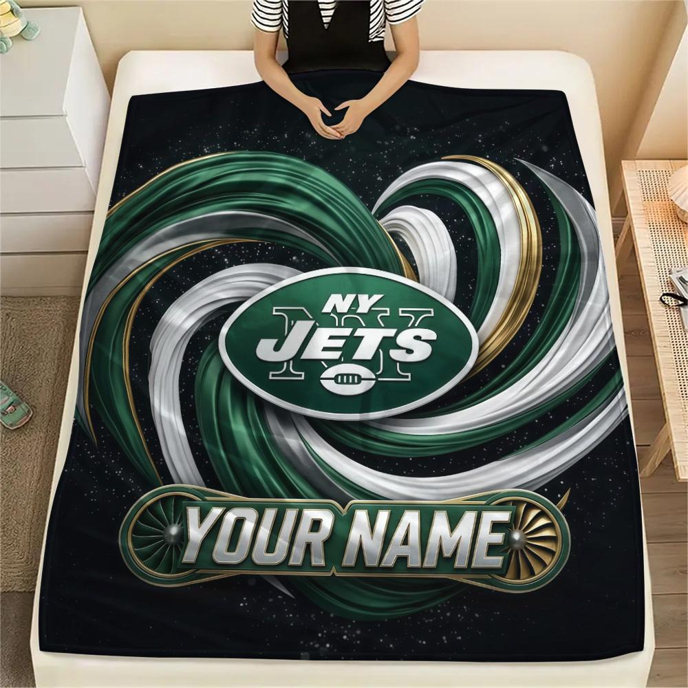 Custom Name New York Jets Flannel Blanket, High quality Comfortable for All Seasons, Home Decor, Warmth and Comfort