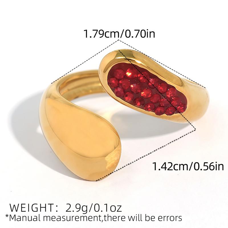 

Fashion Stainless Steel Water Drop Opening Ring for Women Simple Colorful Zircon Geometric Adjustable Finger Ring Dating Zircon красный