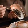 Tesked Japansk Keramisk Teverktyg för Te-ceremoni Prestanda Handgjord Teblads Måttsked Traditionellt Te-tillbehör Gåva